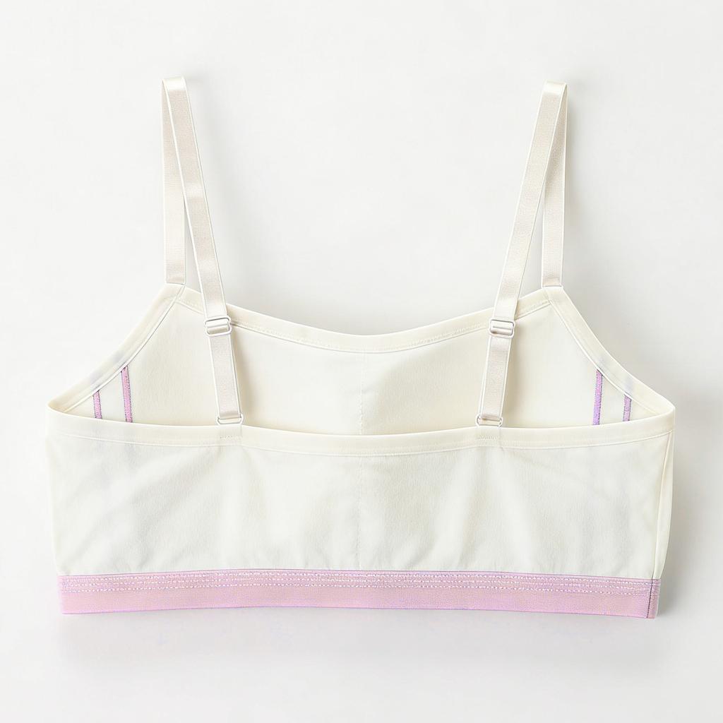 Adjustable Shoulder Strap Sports Bra For Girls (10-14 Years Old) With Fixed Cup