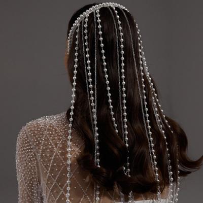 Pearl Tassel Headband Personality Stage Performance Fashion Dinner Dress Hair Accessories Bride Wedding Headwear