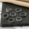 Cat Scratch Carved Crown Hollowed Out Nightclub Hip Hop Jewelry Elegant Charm 7-piece Ring Set