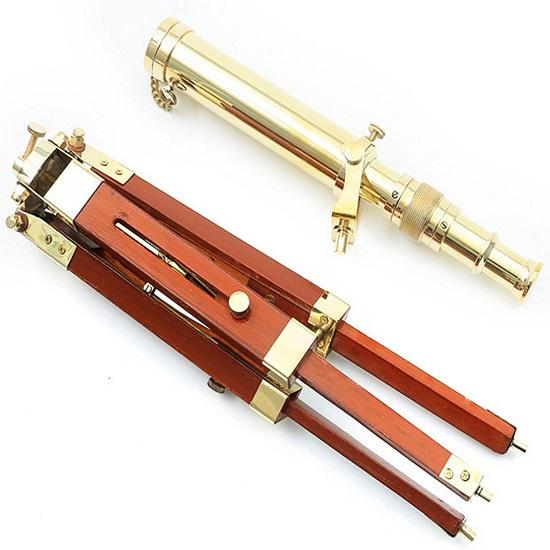 Brass Telescope On Tripod Stand Desktop Royal Look Finish Spyglass Beautiful Nautical Wooden Stand Home Décor Gift Everyone London..