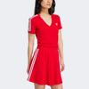 Adidas Originals Three Stripe Color Block V-Neck Slim Fit Short Sleeve T-Shirt Women Tops Red IR8116