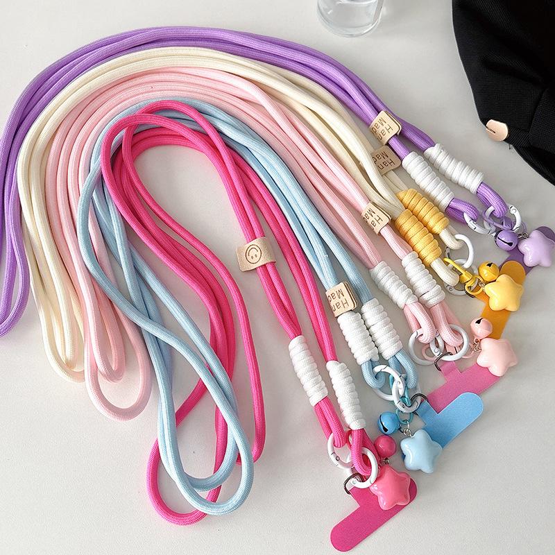 Wind Star Bell Clip Pendant Mobile Phone Lanyard Oblique Span Chain Neck Strap Rope Long Braided Rope