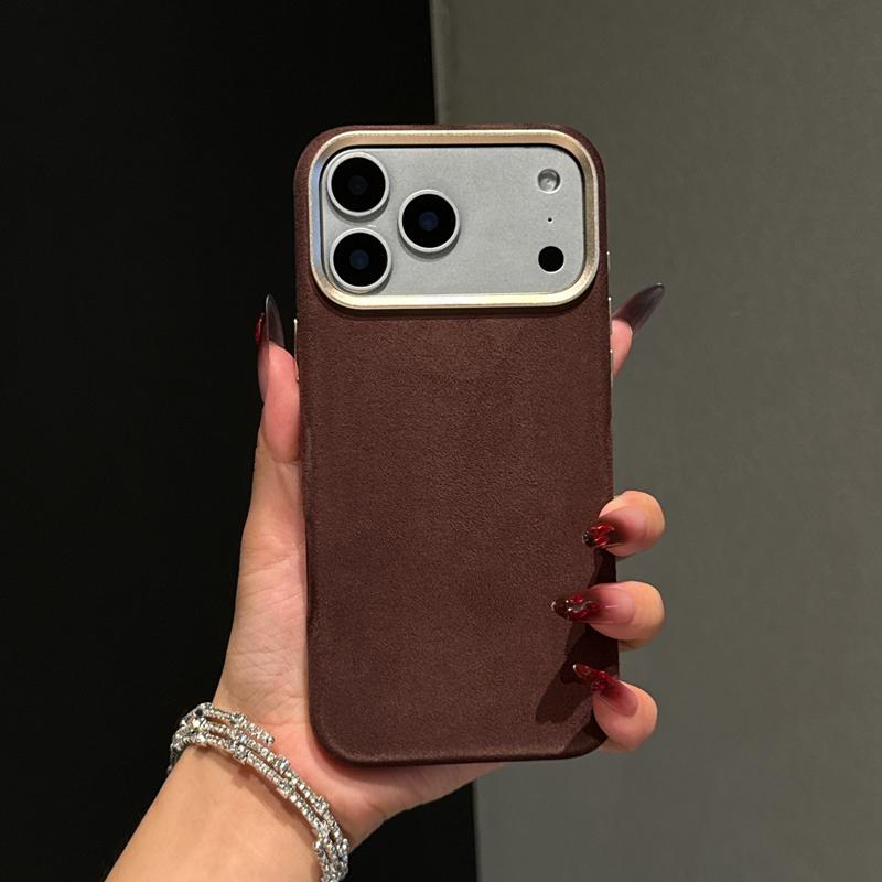 Premium Itanlian Sueded Leather Case For iPhone Air 17 Pro Max Magsafe Compatibility Metal Camera Bezel Cozy Grip Back Cover