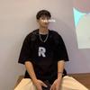 Men'S Trendy Letter Round Neck Printed Short Sleeved T-Shirt For Summer Ins Loose Casual Top