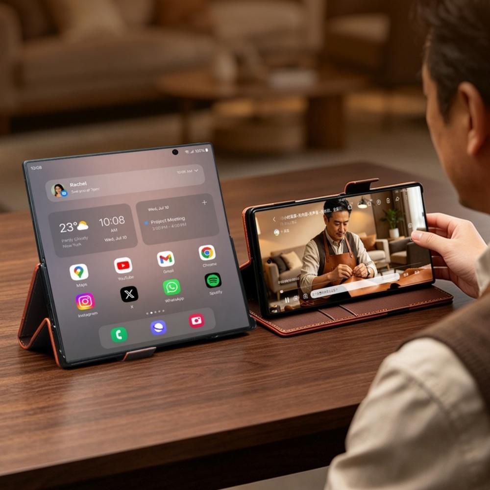 Per Samsung Galaxy Z Fold8 Fold 8 Ultra Vera Pelle di Vacchetta Magnetica Custodia a Libro Portafoglio di Lusso Business per ZFold8 Ultra