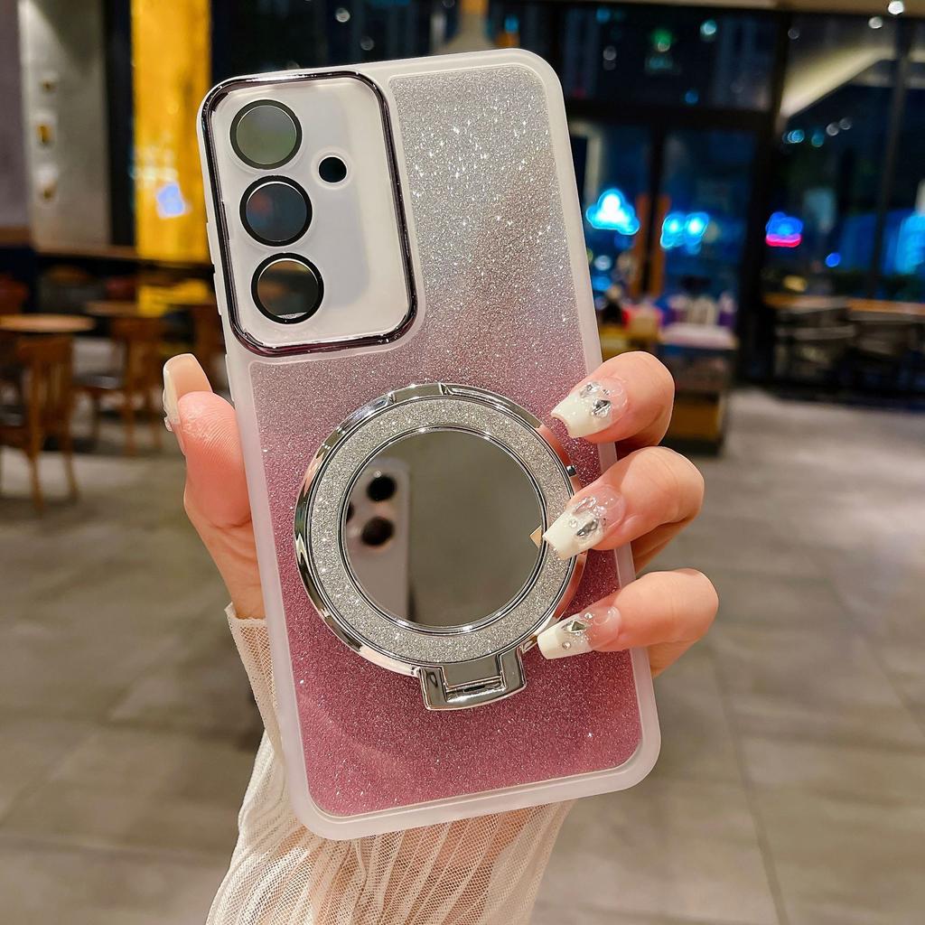 Applicable to Samsung A55 gradual change glitter A35 mobile phone case M34 charm M54 makeup mirror A53 simple protective case A71