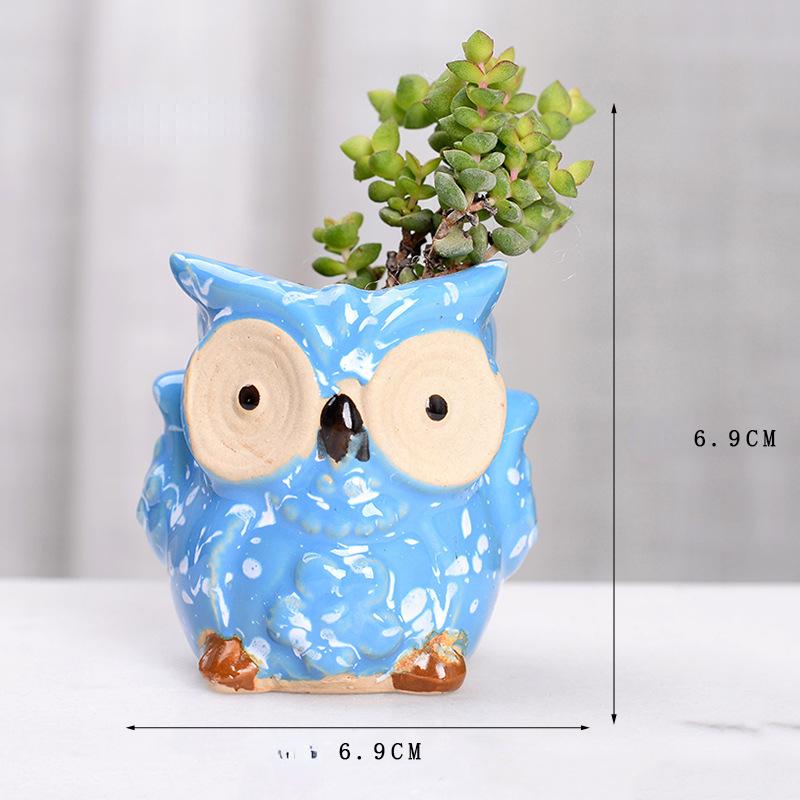 Ceramic Owl Shape Garden Flower Pot Desk Plant Pot Creative Design Succulent Planter Pot Home Garden Decoration outdoor