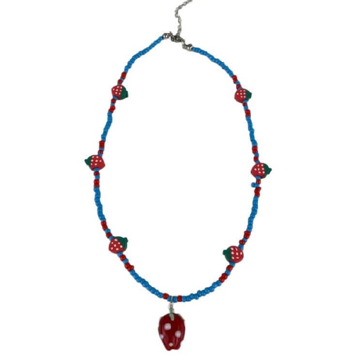 

Vibrant Strawberry Pendant Necklace Trendy And Comfortable Beaded Jewelry Girls Accessories For Most Occasions 1