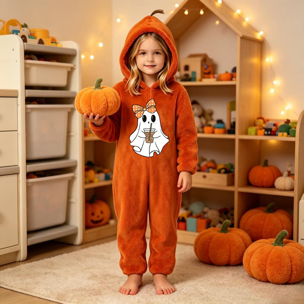 Kids Flannel Pajama Set with Halloween Print - Cozy Loungewear for Children