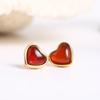 Carnelian Necklace Earrings, Stainless Steel Charm Heart Crystal Necklace Christmas Valentine's Day Gift for Her Wife Girlfriend