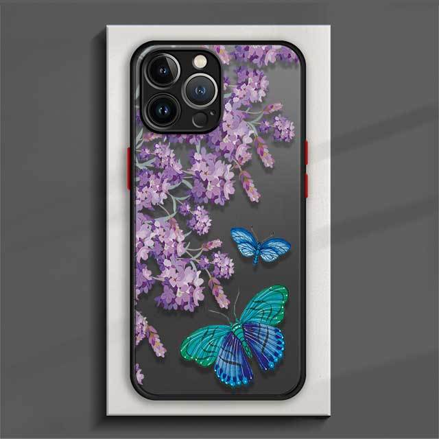 Matt telefonveske til Samsung Galaxy S23 S22 S21 S20 Fe Ultra S10 S9 S8 Plus S10e Note 10plus 20ultra 8 9 Lilla lavendelblomst