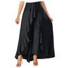 Pantalones largos informales con volantes irregulares y culottes de pierna ancha de doble capa para mujer
