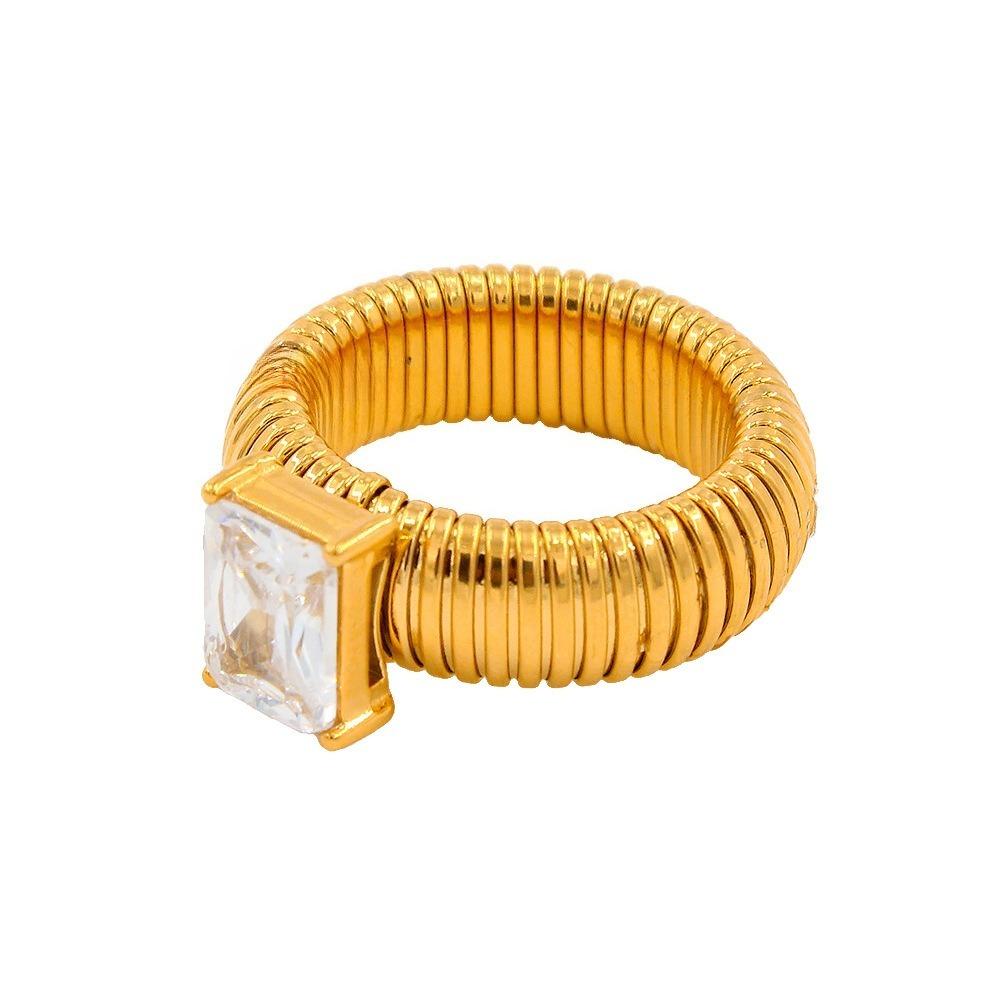 New Personality Luxury Colour Inlay Zircon Elasticity Adjustable Stainless Steel Rings for Women Fashion for Women Jewelry Gifts