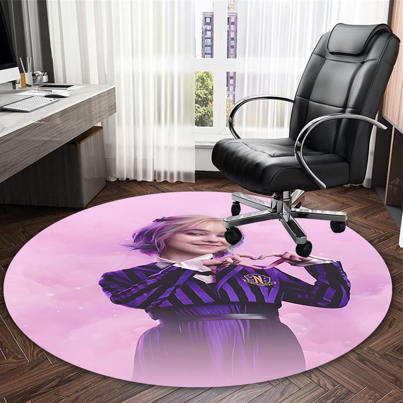 1pc Addams Family Wednesday9 Print Round Carpet Chair Round Carpet Suitable for Bedroom Living Room Home Decorative Carpet