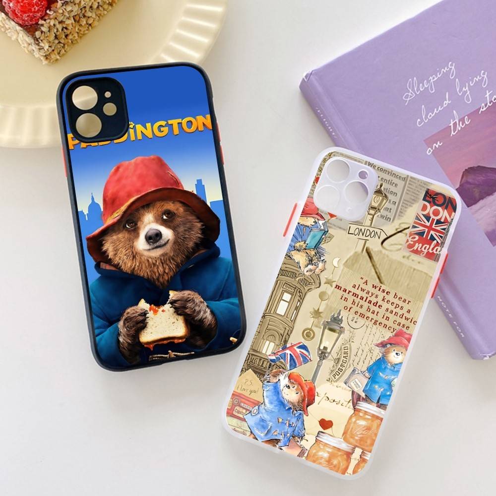 Cute P-Paddingtons Bear Matte Translucent Phone Case For Iphone 16 ProMax 15 14 13 12 11 X XS PRO Plus