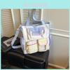College Style Tote Bag For Girls With Nylon Material And Color Block Design For Daily Use
