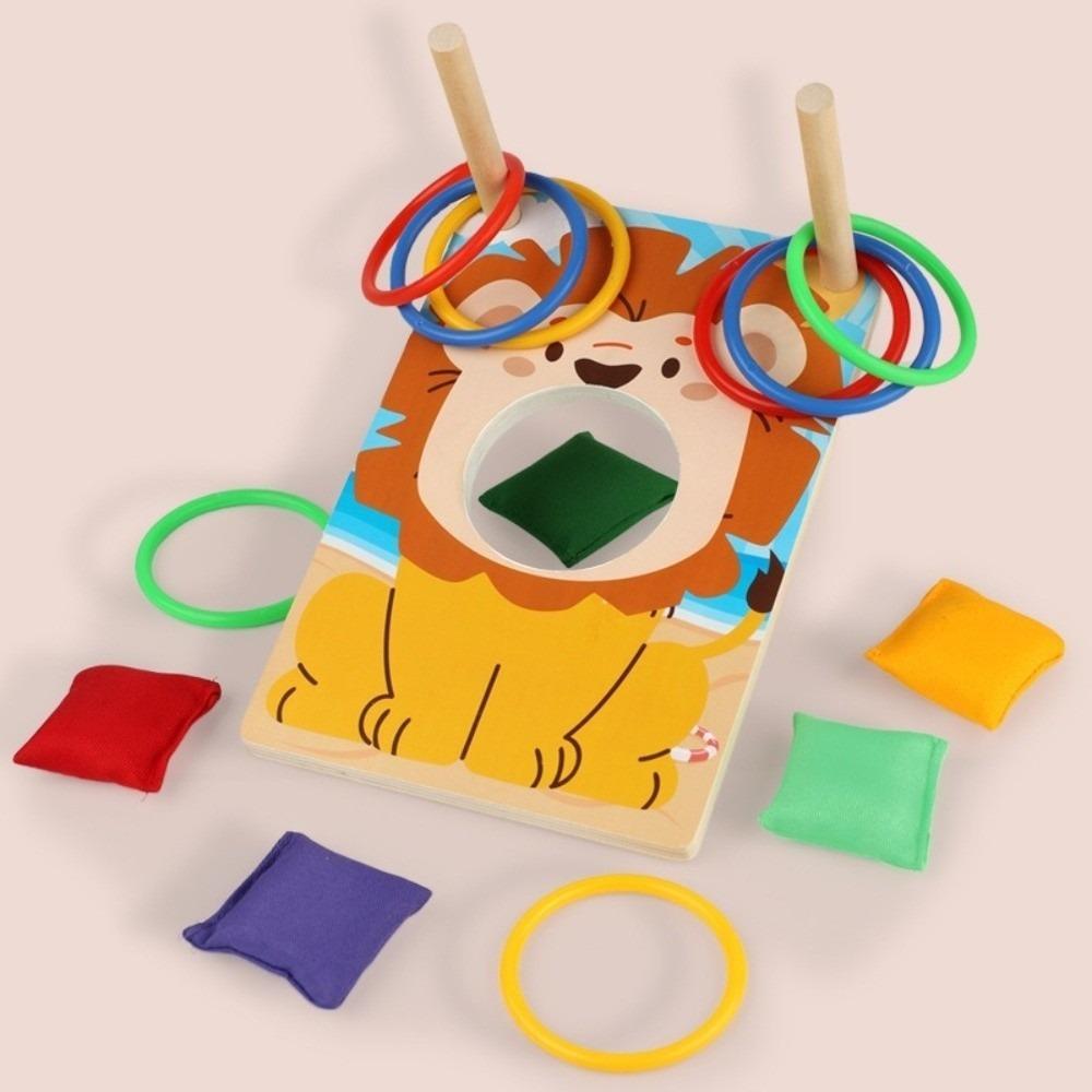 Portable Sandbag Toss Game Wooden Montessori Puzzle Toy  for Kid Toddler