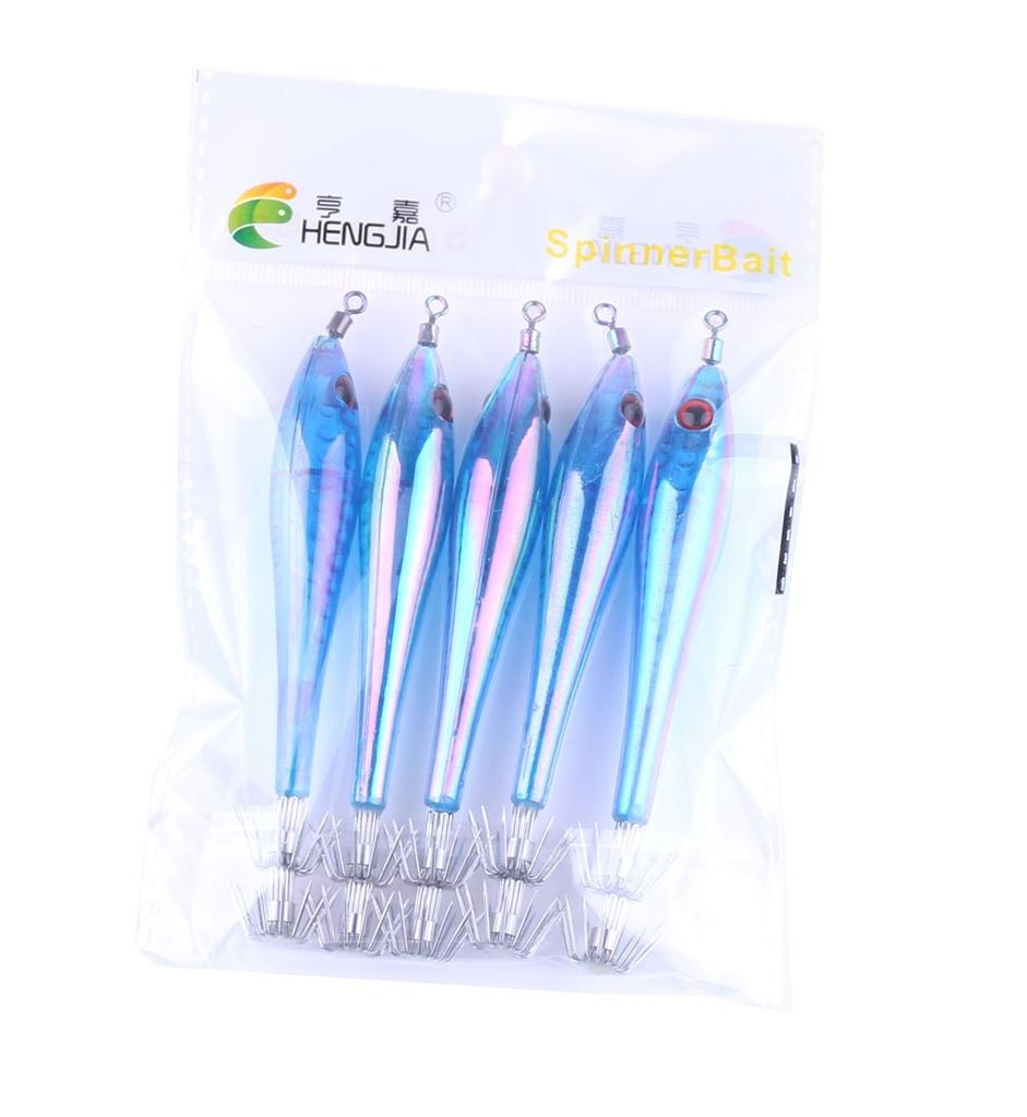 5pcs/lot 9.5 CM Luminous Squid Hook Cuttlefish Jig Fishing Hard Lure Luminous Fishing
