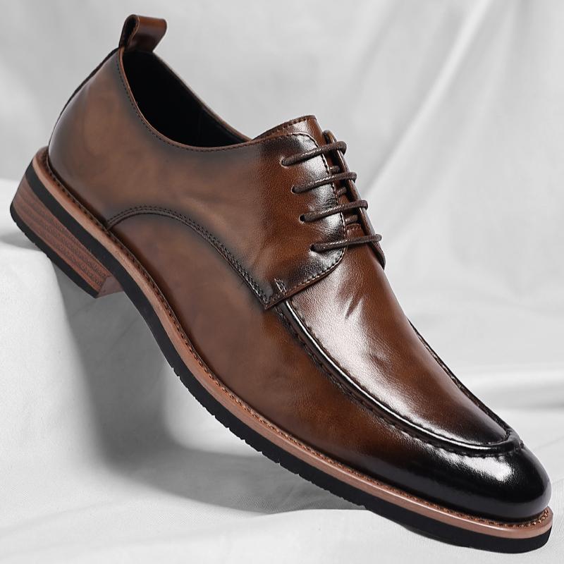 Fashionable Men Lace Up Breathable and Non Slip Oxford Shoes High-quality Men Comfortable Pointed Casual Business Leather Shoes
