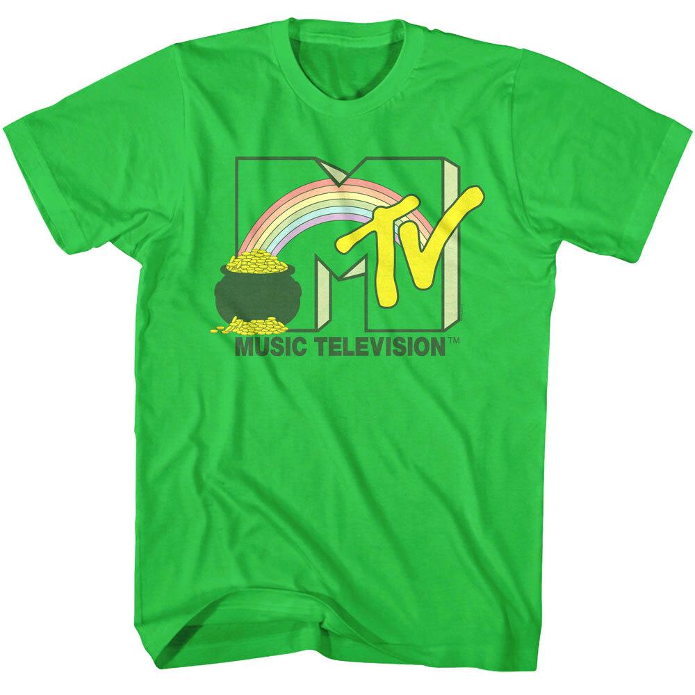 MTV Lucky Rainbow Pot of Gold Logo Men T Shirt St Patricks Green Music XXL