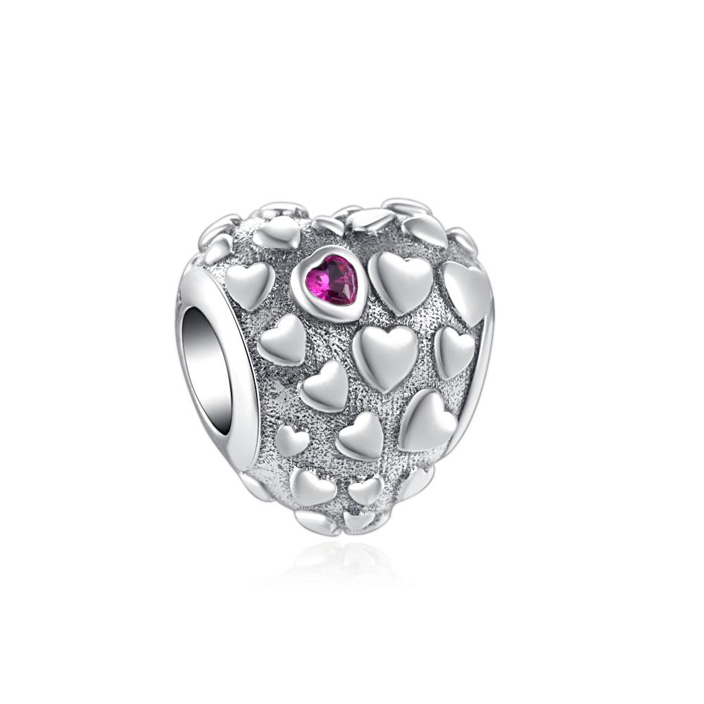 New Red And Green Hearts Charm Fit Original Bracelet Shining Bead Diy Women Jewelry Giftcopper Trinket Jewelry Party Gift