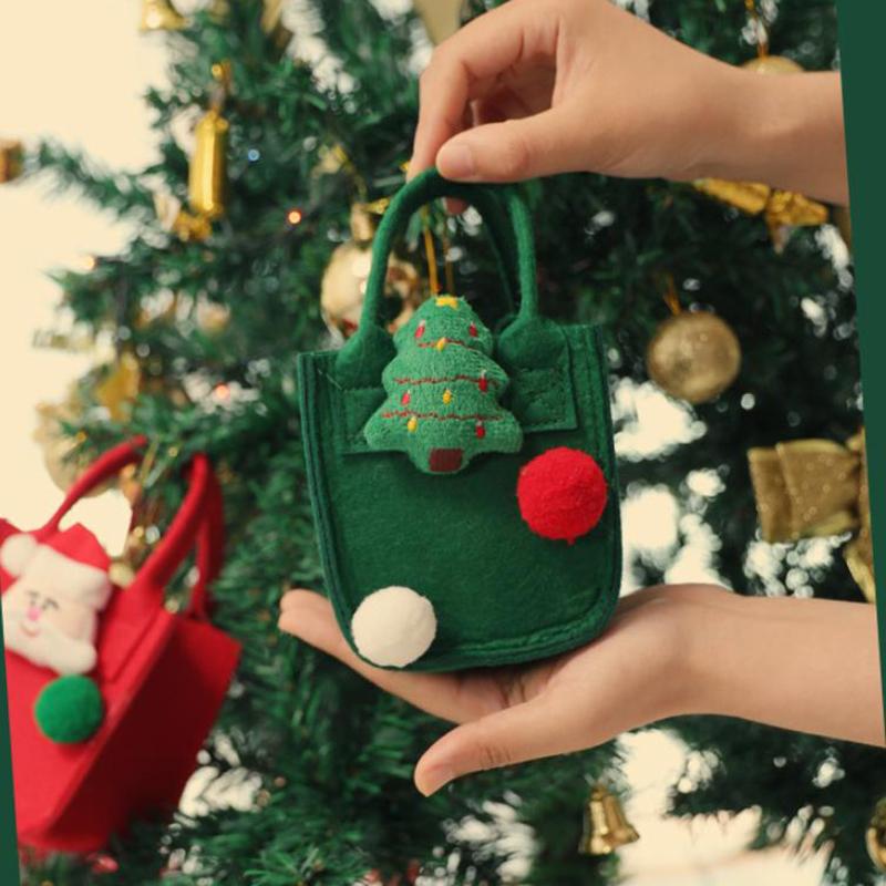 Filz Wiederverwendbare Handtasche Weihnachtsfeier Geschenktasche Apfel Süßigkeit Keks Tragetasche Weihnachtspaket Dekoration Geschenktasche Für Kinderparty