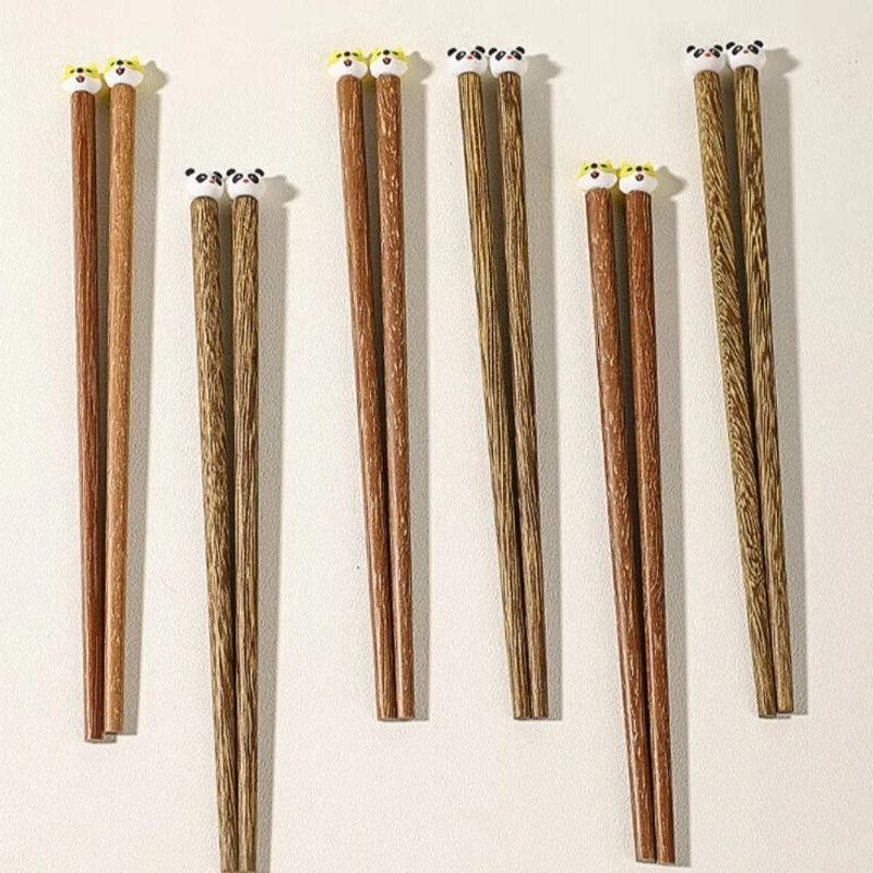 Söta Djur Långa Ätpinnar Älg Björn Panda Trä Sushi Nudel Ätpinnar Återanvändbara Bordsartiklar Baby Träningsätpinnar