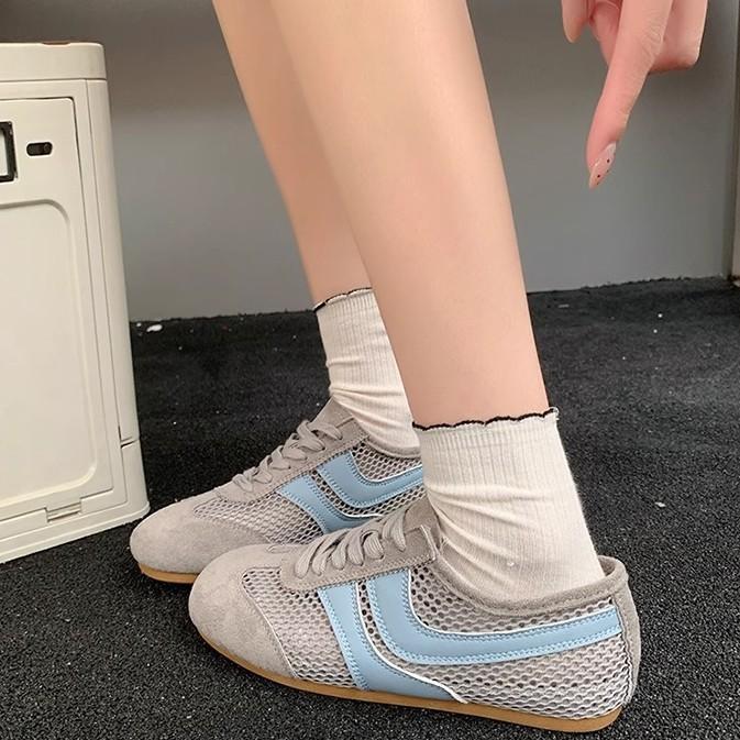 Atmungsaktive Mesh-Leder Damen Schuhe Sommer vielseitige lässige Sportschuhe