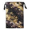 Senshishuin Nishijin Brocade Drawstring Bag (Lined) with Smoky Fan Cherry Blossom Design, Medium Size