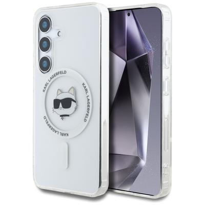 Karl Lagerfeld Button Choupette Case Printed Logo Magsafe For Samsung Galaxy S25+ White