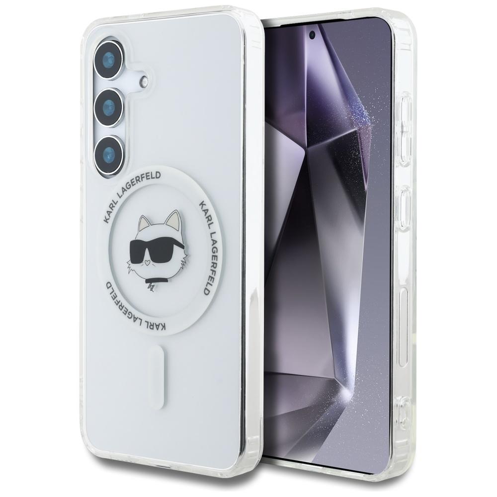 Karl Lagerfeld Button Choupette Case Printed Logo Magsafe For Samsung Galaxy S25 White