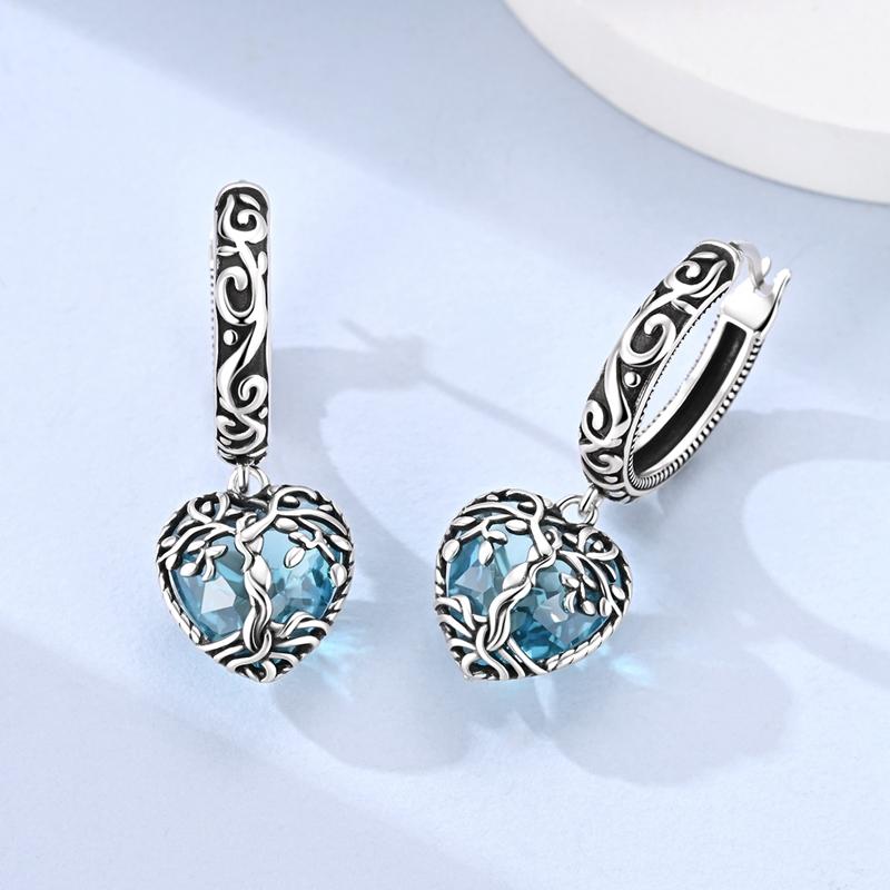 925 Sterling Silver Earrings Women Zirconium Sparking Tree of Life Drop Earring For Anniversary Wedding Jewelry Gifts