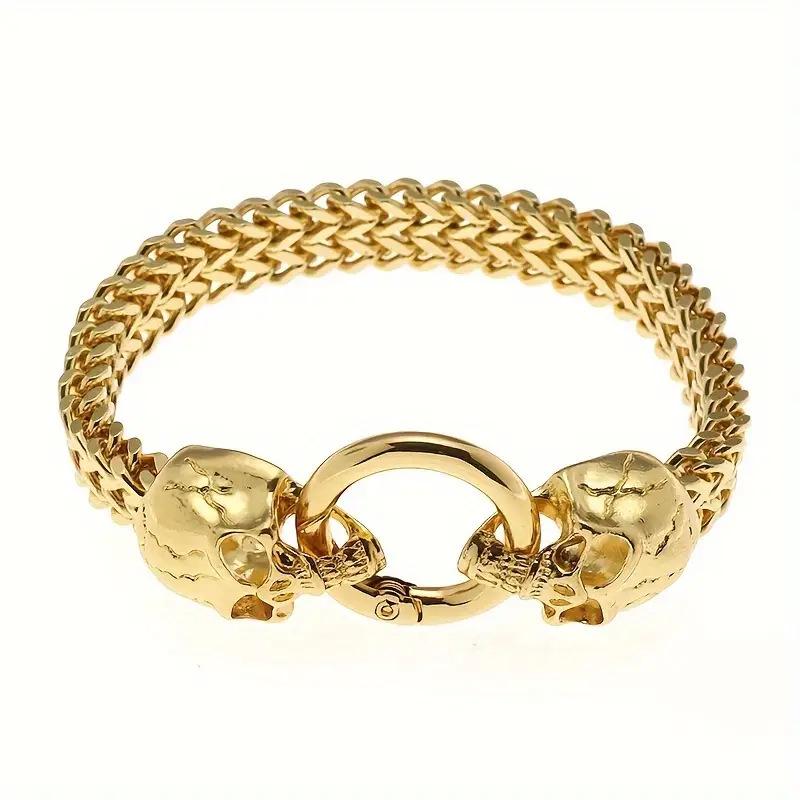 Men's Stainless Steel Viking Wolf Head Chain Bracelet - Vintage Style