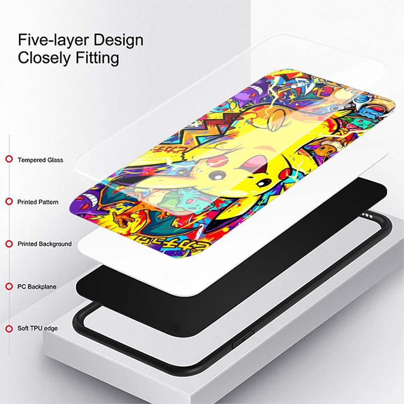 Luxury Phone Cover Glass Case for Samsung Galaxy S26 S25 Ultra S21 S22 S24 S20 FE S25+ S24+ S23+ S23 Plus Hot Anime Pokemon