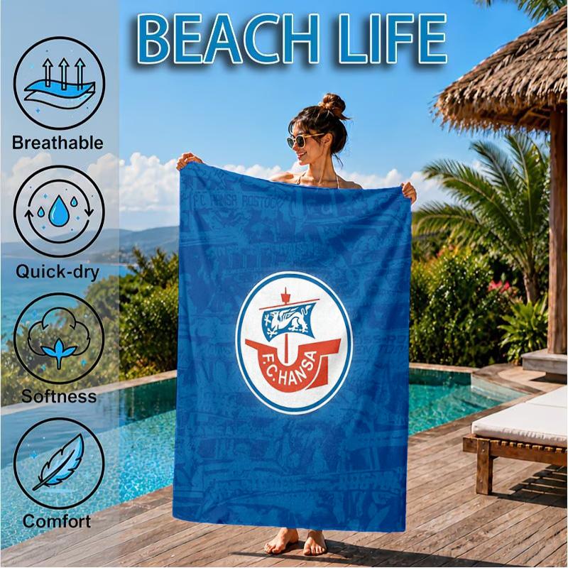 FC Hansa Rostock Wappen Design Strandtuch, Schnelltrocknend, Pflegeleicht, Geeignet für Fitness und Strandurlaub, Sport-Essential