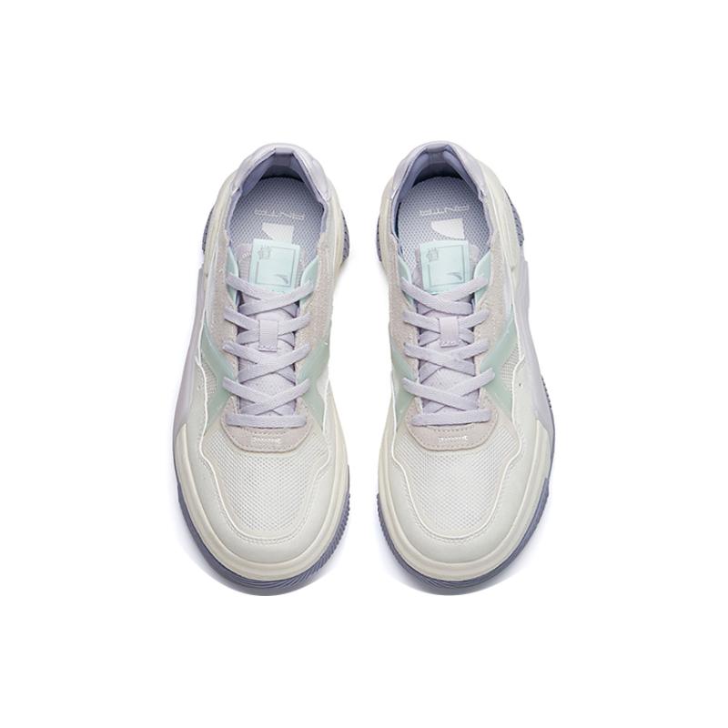Anta Life Collection PRO Non-slip Lightweight Low-Top Skateboard Shoes Women's White Purple Sneakers 122228071-3