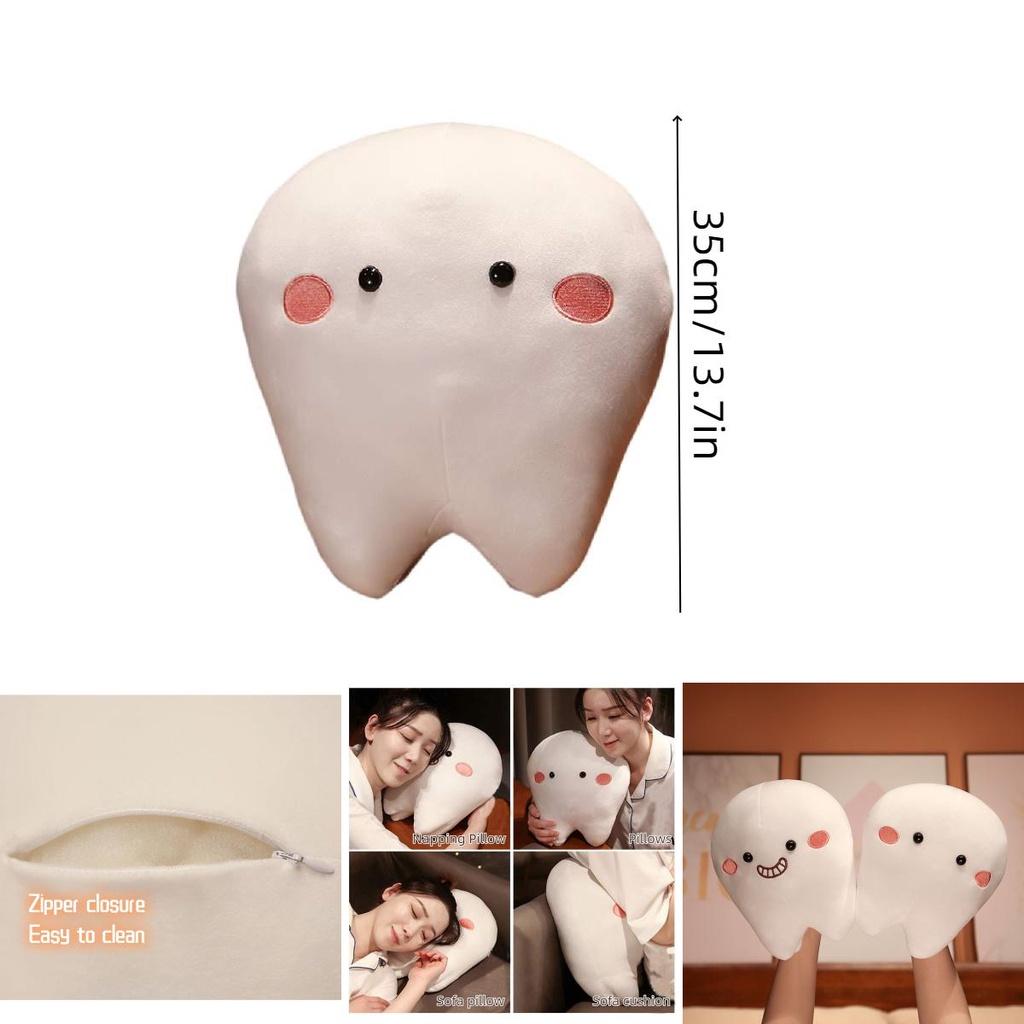 Cute Short Plush Cartoon Tooth Pillow For Kids, Soft And Comfortable On The Sofa