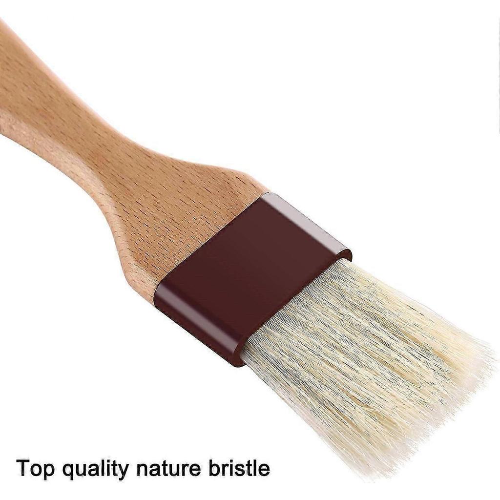 Pastry Brush Natural Bristle Basting Brush Kitchen Oil Brush with Beech Wooden Handle and Hanging Rope String