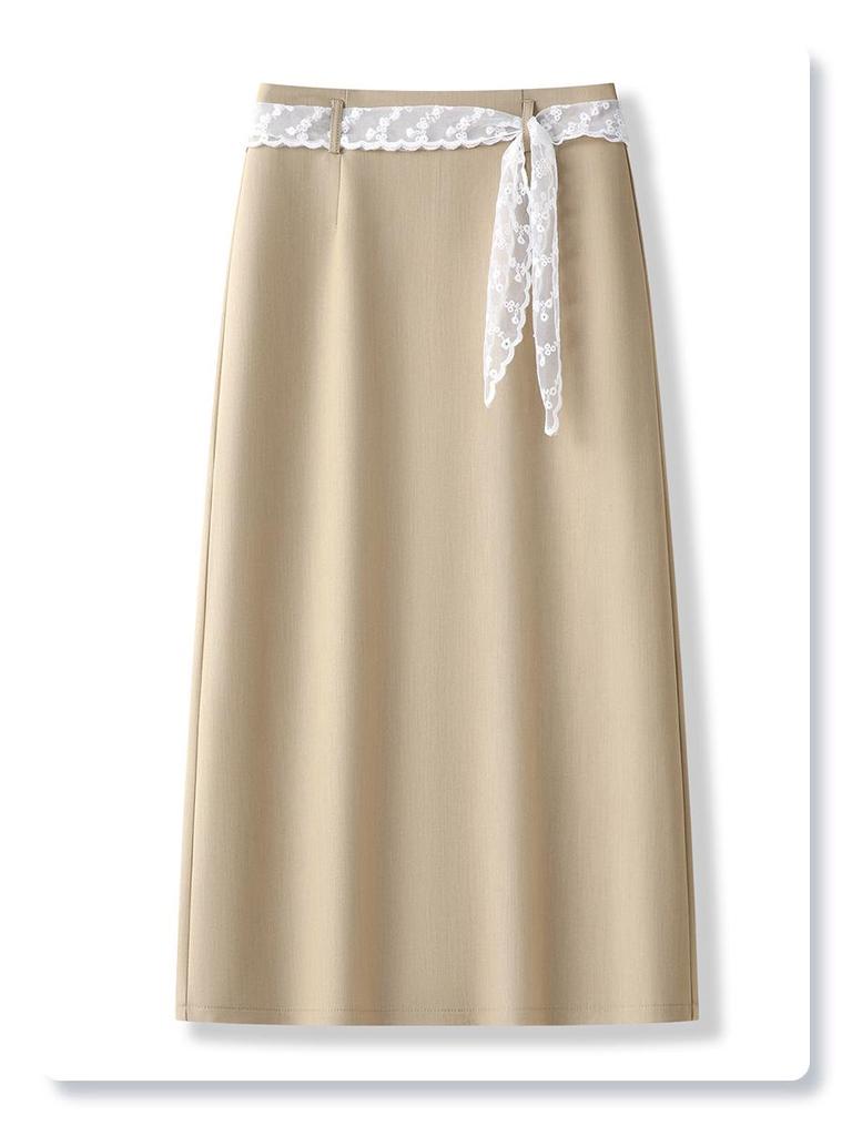 Damska biała koronkowa spódnica midi w kształcie litery A – dopasowana w biodrach, casualowa i petite, kolekcja lato 2025