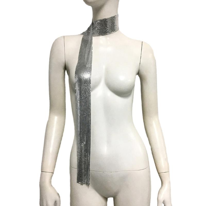 Metal Long Chocker Full Sequins Flickering Nightclub Lady Bridal Wear