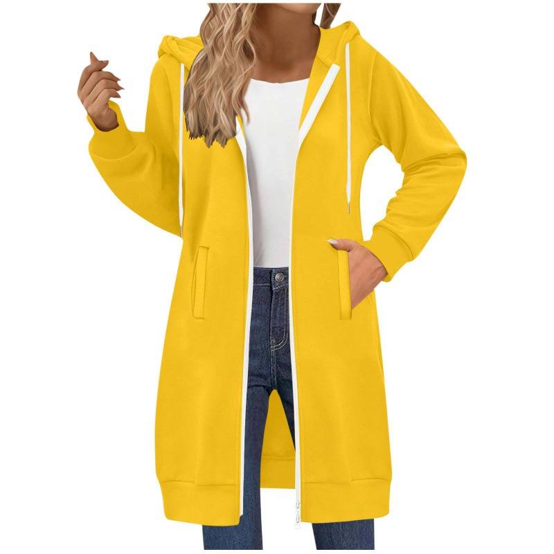 Women's Long Sweatshirt Casual Versatile Drawstring Long Sleeve Hooded Jacket Pockets