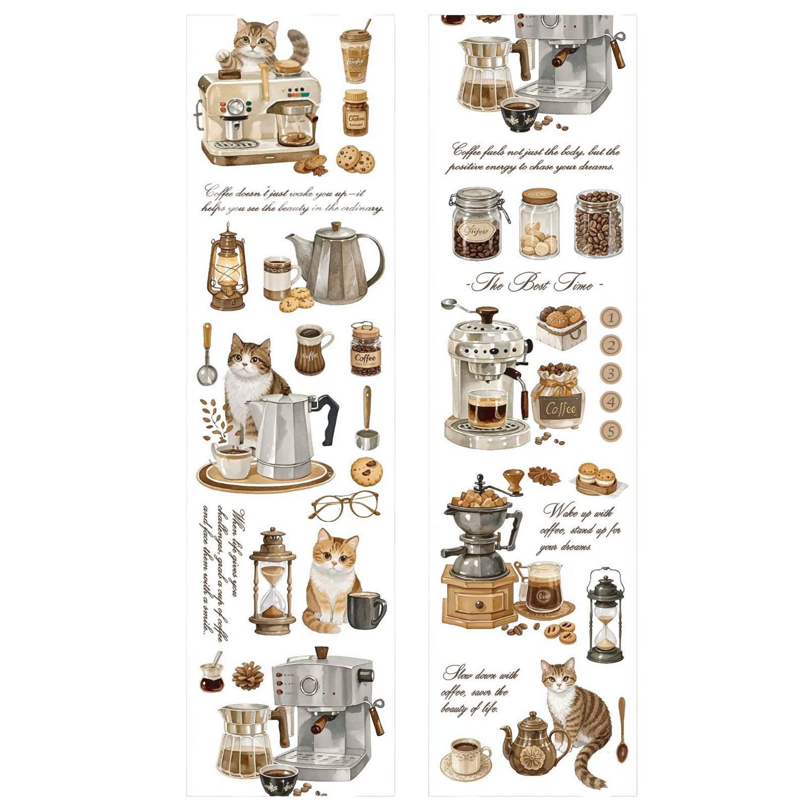 

Washi Tape Retro Coffee Cat Pattern 5cmx2m for Journal Decoration Scrapbooking and DIY Crafts