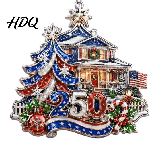 Acrylic Christmas Ornaments 250th Anniversary Ornament Patriotic Hanging Decor Commemorative Keepsakes for Home with Eagle Santa Liberty Bell,