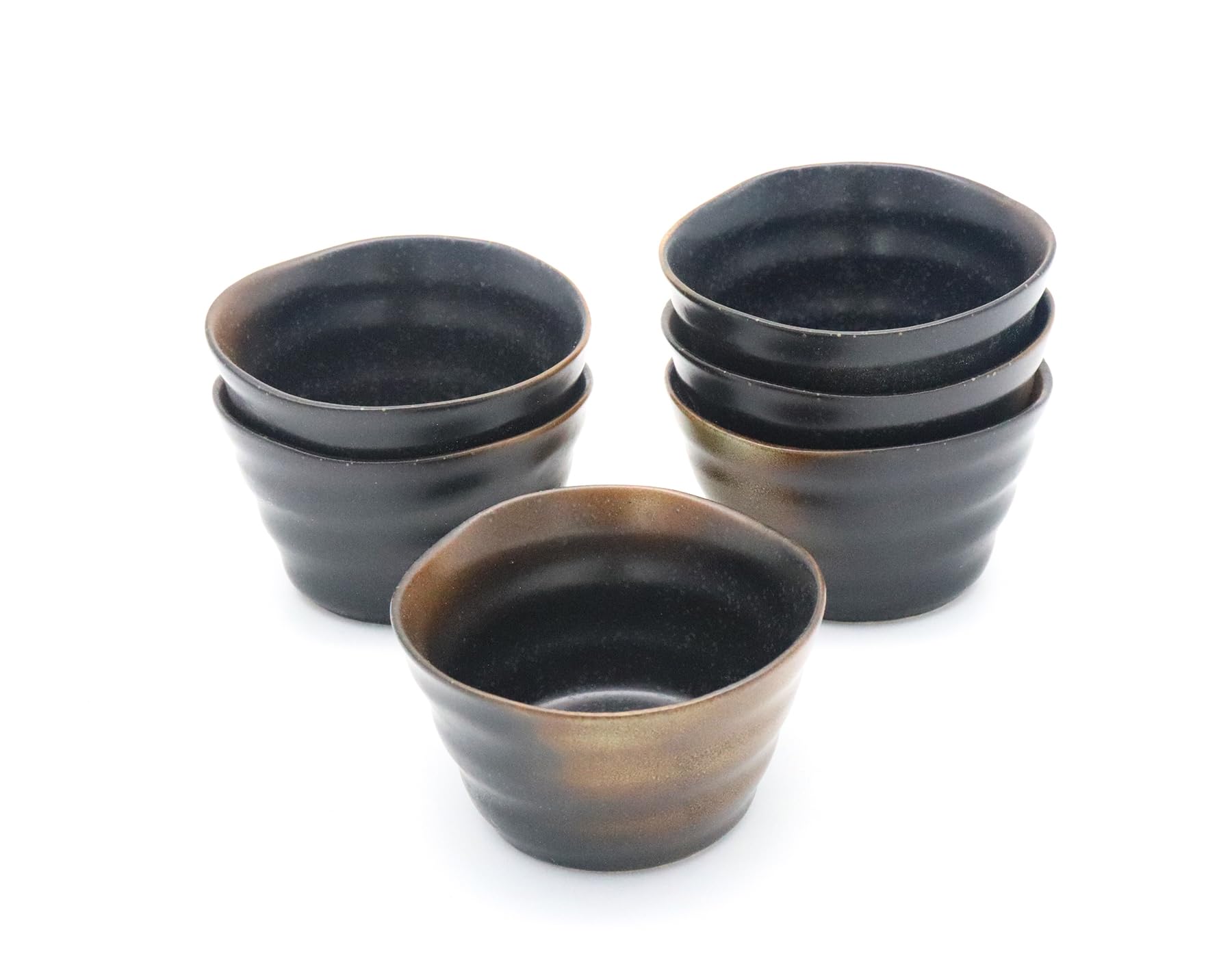 

Mino Ware Japanese Cafe Series New Honoka Small Bowls, Large, Black Blown, Set of 6 (Size: H5.3 x W9.3 x D9.3cm)