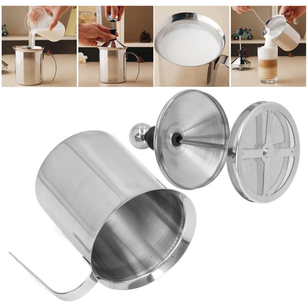 800ML Capacity Manual Milk Frother Stainless Steel Milk Foam Making Tool  Coffee Making
