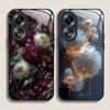 Elegant Floral Vintage Flower Pattern Tempered Glass Phone Case for OPPO Realme 14 13 Pro Plus 12 11 10 Neo 3 X7 PRO C75 Covers
