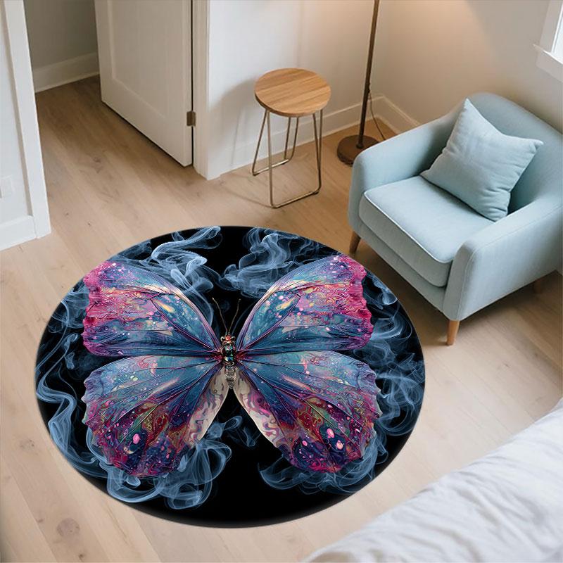 Butterflies Pattern Round rug,Carpet Rug for Living Room Bedroom Playroom ,Non-slip Floor Mat,Holiday Gifts and Birthday Gifts.