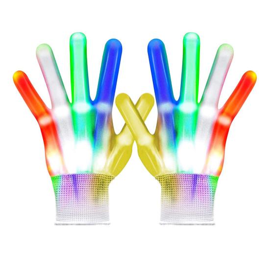 LED Glow Gloves Light-Up Skeleton Hand Bone Gloves for Kids Adults Halloween Costume Gloves for Parties Gatherings