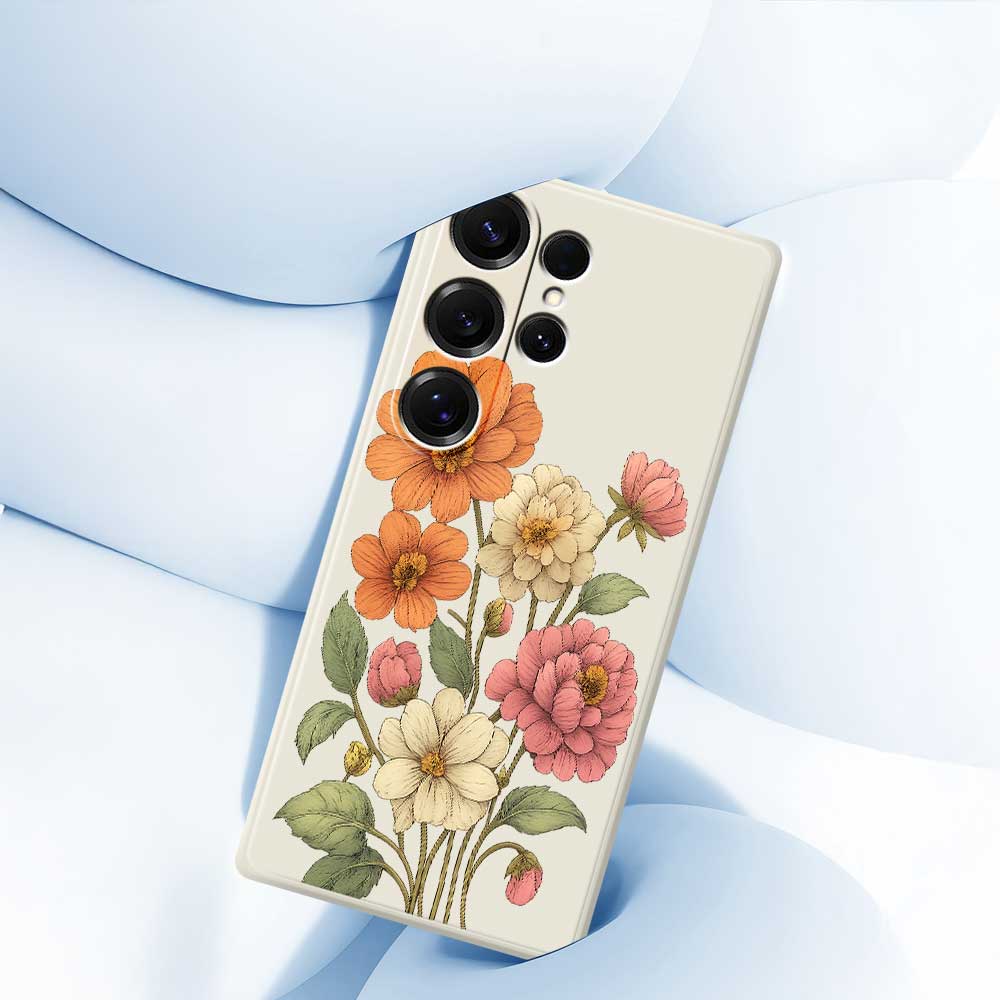 For Samsung Galaxy S25 Ultra Case Beautiful Flowers Pattern Printing Straight Edge TPU Phone Back Cover