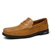 Plus Size Men's Genuine Leather Slip-On Loafers  - Casual Driving Shoes with Heel